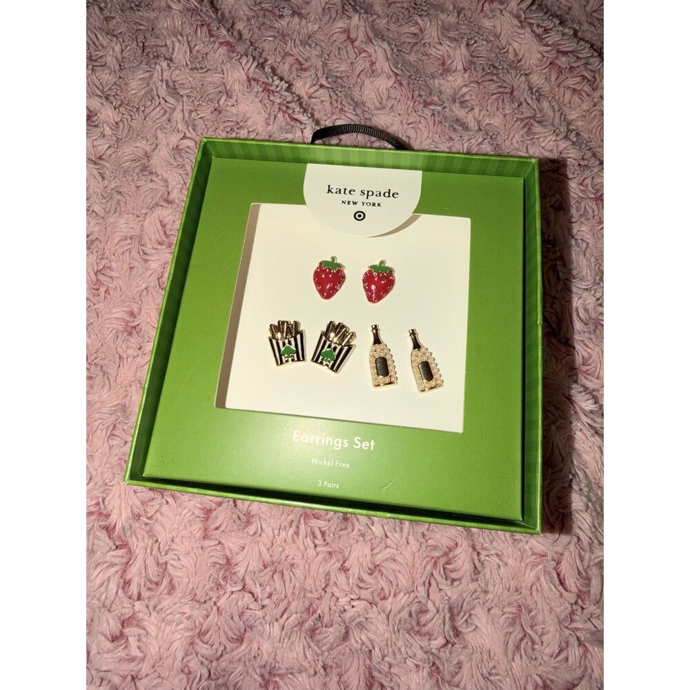 Kate Spade New York x Target Mixed Novelty Stud Earrings 3 Pairs NIB Food